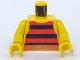 Lot ID: 357447829  Part No: 973p33c01  Name: Torso Pirate Tank Top with Black and Red Horizontal Stripes, Dark Orange Belt with Gold Buckle Pattern / Yellow Arms / Yellow Hands