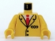 Lot ID: 353674663  Part No: 973p83c01  Name: Torso Suit Jacket with 2 Black Buttons and Train Logo over Red Tie and White Shirt Pattern / Yellow Arms / Yellow Hands