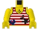 Part No: 973pabc01  Name: Torso Adventurers Jungle Tank Top, Stains, Wrench, Anchor Tattoo Pattern / Yellow Arms / Yellow Hands