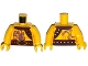 Part No: 973pb1916c01  Name: Torso Ninjago Bare Chest Muscles, Purple Snake Tattoos, Snake Buckle, Shoulder Strap Pattern / Yellow Arms / Yellow Hands