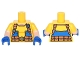 Part No: 973pb2243c01  Name: Torso T-Shirt with Blue Side Panels and Utility Belt with 'T' Buckle Pattern / Light Nougat Arms with Molded Yellow Short Sleeves Pattern / Blue Hands