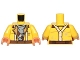 Part No: 973pb2499c01  Name: Torso SW Jacket with Suspenders and Gray Undershirt Pattern (Rowan) / Yellow Arms / Nougat Hands