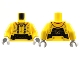 Part No: 973pb4338c01  Name: Torso Hoodie, Silver Neck and Circuitry Pattern / Yellow Arms / Light Bluish Gray Hands