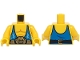 Part No: 973pb6011c01  Name: Torso with Muscles Outline, Blue Tank Top with Medium Blue Lightning Bolts, Black and Gold Wrestling Belt Pattern (BAM) / Yellow Arms / Yellow Hands