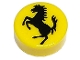 Part No: 98138pb319  Name: Tile, Round 1 x 1 with Ferrari Logo, Black Horse Pattern