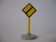 Part No: bb0131pb05c02  Name: Road Sign with Post, Diamond with Black Border End of Major Road Pattern, Type 2 Base