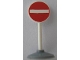 Part No: bb0140pb01c01  Name: Road Sign with Post, Round with No Entry / Thoroughfare Pattern, Type 1 Base