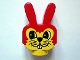 Part No: dupbunhdc01pb01  Name: Duplo Figure Head Animal 2 x 2 Base Bunny / Rabbit with Fixed Red Ears and Hair with Large Face with Whiskers Pattern