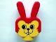 Part No: dupbunhdc01pb02  Name: Duplo Figure Head Animal 2 x 2 Base Bunny / Rabbit with Fixed Red Ears and Hair with Small Face without Whiskers Pattern