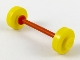 Part No: fabwheel4  Name: Wheel Pair Small with Center Stud fixed on Red Axle (Fabuland Stroller / Skateboard)