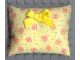 Part No: x22pb01  Name: Scala Cloth Pillow Large with Yellow Bow, Yellow and Green Dots and Red Butterflies Pattern