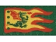 Part No: x376px1  Name: Cloth Flag 8 x 5 Wave with Red Border and Green Dragon Pattern - Single-Sided Print