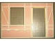 Part No: 6891c01pb01 Name: Scala Wall, Vertical Grooved 40 x 2 x 22 2/3 with Window and Door with White Tudor Frame on Light Salmon Background Pattern Part No: 6891c01pb01 Name: Scala Wall, Vertical Grooved 40 x 2 x 22 2/3 with Window and Door with White Tudor Frame on Light Salmon Background Pattern