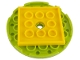 Lego part: Turntable 6 x 6 x 2/3 with Yellow Square Base, Free-Spinning (11213 / 61485)