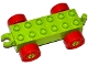 Part No: 11248c02  Name: Duplo Car Base 2 x 6 with Red Wheels with Fake Bolts and Open Hitch End