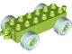 Lot ID: 398837605  Part No: 11248c08  Name: Duplo Car Base 2 x 6 with Open Hitch End and Light Aqua Wheels with Fake Bolts
