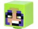 Part No: 19729pb096  Name: Minifigure, Head, Modified Cube with Pixelated Nougat Face, Black, Gold and White Eyes and Mouth, Dark Purple Hood Pattern (Minecraft Jungle Ranger)
