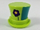 Part No: 27149c01  Name: Minifigure, Headgear Hat, Top Hat with Ribbon with Dark Purple Flower and Green Left Side Pattern