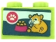 Part No: 3004pb332  Name: Brick 1 x 2 with Paw Print, Hamster and Food Bowl Pattern (Sticker) - Set 41405