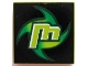 Lot ID: 242295390  Part No: 3068pb0055  Name: Tile 2 x 2 with Lowercase Letter m and Green Swirl on Black Background Pattern
