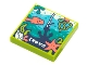 Part No: 3068pb1868  Name: Tile 2 x 2 with BeatBit Album Cover - Coral Fish and Starfish, Dark Blue Anchor, White Shell and Rope Pattern