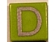 Lot ID: 397840055  Part No: 3070pb012  Name: Tile 1 x 1 with Silver Capital Letter D Pattern