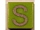 Lot ID: 57917915  Part No: 3070pb027  Name: Tile 1 x 1 with Silver Capital Letter S Pattern