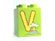 Part No: 31110pb064  Name: Duplo, Brick 2 x 2 x 2 with Letter V and Volcano Pattern