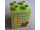 Part No: 31110pb120  Name: Duplo, Brick 2 x 2 x 2 with Letter E and Squirrel Pattern