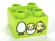 Part No: 3437pb050  Name: Duplo, Brick 2 x 2 with Chicks and Hatching Eggs Pattern