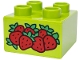 Part No: 3437pb156  Name: Duplo, Brick 2 x 2 with Red and Bright Green Strawberries Pattern