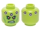 Part No: 3626cpb1229  Name: Minifigure, Head Alien with Red Eyes, Green Cheek Lines, Dark Pink Circles and Scowl Pattern (Brainiac) - Hollow Stud