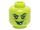 Part No: 3626cpb1413  Name: Minifigure, Head Female Green Lips, Eye Shadow, Wart and Wrinkles, Smile with White Tooth Pattern - Hollow Stud