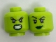 Part No: 3626cpb1801  Name: Minifigure, Head Dual Sided Alien Female Dark Green Lips, Teeth Bared Angry / Malicious Smile Pattern - Hollow Stud