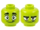 Part No: 3626cpb1913  Name: Minifigure, Head Dual Sided Wide Eyes and Single Tooth, Happy / Grumpy Pattern (Beast Boy) - Hollow Stud