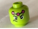 Part No: 3626cpb2000  Name: Minifigure, Head Male Wide Eyes, Frown to Side, Three Magenta Dots Pattern (Brainiac) - Hollow Stud