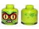 Part No: 3626pb0774  Name: Minifigure, Head Alien with Swamp Creature with Red and Yellow Eyes with Dark Red Outline, Pointed Teeth and Scales Pattern