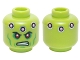 Part No: 3626pb1229  Name: Minifigure, Head Alien with Red Eyes, Green Cheek Lines, Dark Pink Circles and Scowl Pattern (Brainiac)