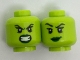 Part No: 3626pb1801  Name: Minifigure, Head Dual Sided Alien Female Dark Green Lips, Teeth Bared Angry / Malicious Smile Pattern