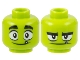 Part No: 3626pb1913  Name: Minifigure, Head Dual Sided Wide Eyes and Single Tooth, Happy / Grumpy Pattern (Beast Boy)
