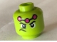 Part No: 3626pb2000  Name: Minifigure, Head Male Wide Eyes, Frown to Side, Three Magenta Dots Pattern (Brainiac)