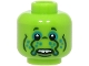 Part No: 3626pb3327  Name: Minifigure, Head Alien Black Eyes, Dark Turquoise Eye Shadow and Dots, Nose with Tentacles, Dark Green Wrinkles, White Teeth Pattern (BAM)