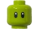 Part No: 3626pb3887  Name: Minifigure, Head Alien with Black Oval Eyes with White Pupils Pattern (BAM)