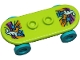 Part No: 42511c07pb01  Name: Minifigure, Utensil Skateboard Deck with Dark Turquoise, Magenta, Orange and White Plumes, Stars and Waves Pattern (Stickers) with Dark Turquoise Wheels (42511pb36 / 2496) - Set 42659