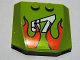 Part No: 45677pb064  Name: Wedge 4 x 4 x 2/3 Triple Curved with Flames and '57' Pattern (Sticker) - Set 8165