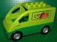 Part No: 58234c03pb01  Name: Duplo Van Rounded Windshield with Black Wheels and Green Base with Vegetables Pattern - WITHOUT Rear Door