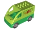 Part No: 58234c04pb01  Name: Duplo Van Rounded Windshield with Black Wheels and Green Base with Vegetables Pattern - WITH Rear Door