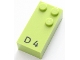 Part No: 60192pb01  Name: Brick, Braille 2 x 4 with 3 Studs with Black Capital Letter D / Number 4 Pattern (dots-145 ⠙)