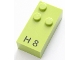 Part No: 60222pb01  Name: Brick, Braille 2 x 4 with 3 Studs with Black Capital Letter H / Number 8 Pattern (dots-125 ⠓) (English)