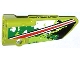 Part No: 64391pb010  Name: Technic, Panel Fairing # 4 Small Smooth Long, Side B with Red and White Stripe on Black, White and Green Camouflage Pattern (Sticker) - Set 42027